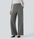 High Waisted Straight Leg Work Trousers with Pockets — Putty Gray — view 1