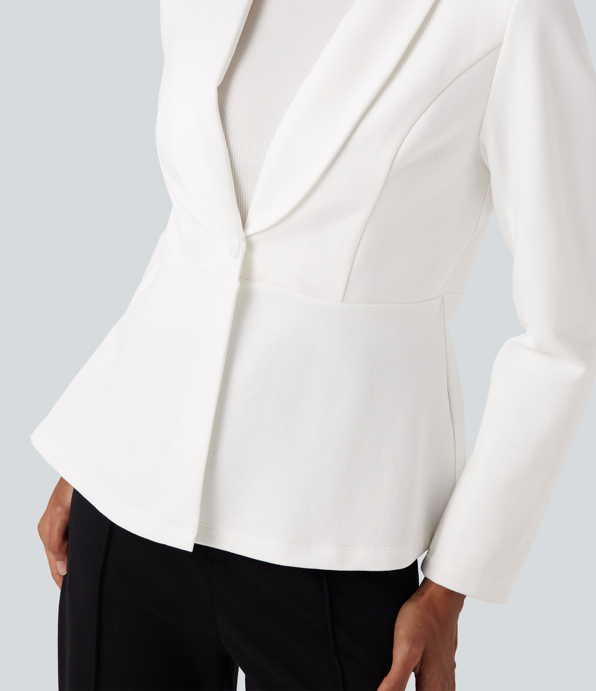 Shawl Collar Long Sleeve Work Blazer — White — view 4