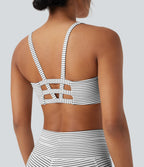 Low Support U Neck Cut Out Stripe Yoga Sports Bra — Zebra Ripple — view 4