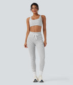 Low Support U Neck Cut Out Stripe Yoga Sports Bra — Zebra Ripple — view 6