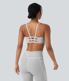 Low Support U Neck Cut Out Stripe Yoga Sports Bra — Zebra Ripple — view 1