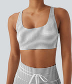 Low Support U Neck Cut Out Stripe Yoga Sports Bra — Zebra Ripple — view 5