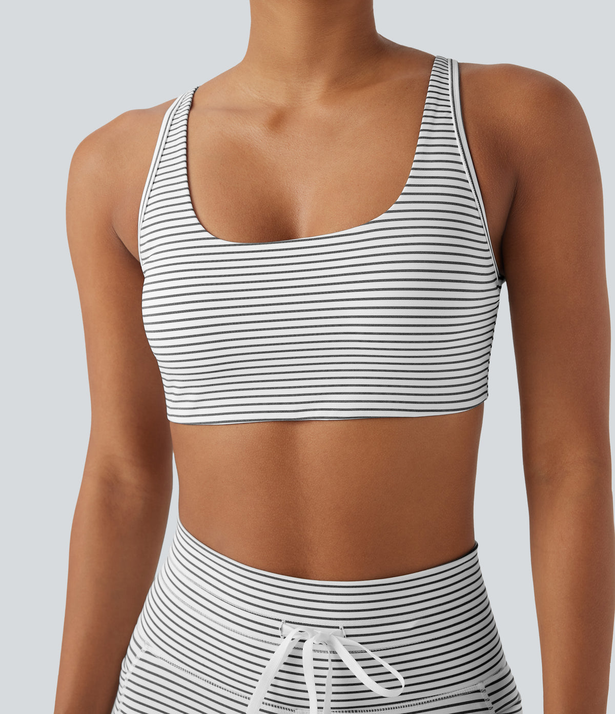 Low Support U Neck Cut Out Stripe Yoga Sports Bra — Zebra Ripple — view 5
