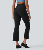 High Waisted Tummy Control Shaping Yoga Bootcut 7/8 Leggings with Pockets — Black — view 2