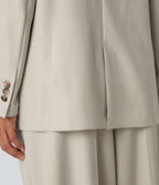 Notched Collar Long Sleeve Work Linen-Feel Blazer with Pockets — Warm Sandstone — view 5