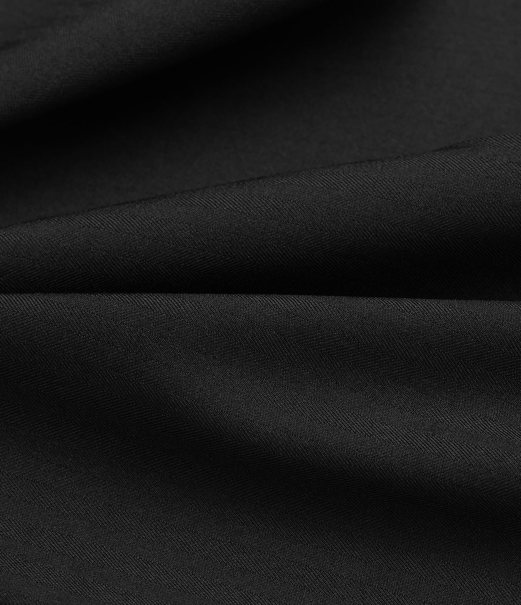 High Waisted Wide Leg Work Linen-Feel Trousers with Pockets — Black — view 8