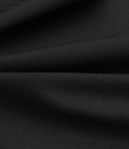 High Waisted Wide Leg Work Linen-Feel Trousers with Pockets — Black — view 8