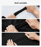 High Waisted Wide Leg Work Linen-Feel Trousers with Pockets — Black — view 3