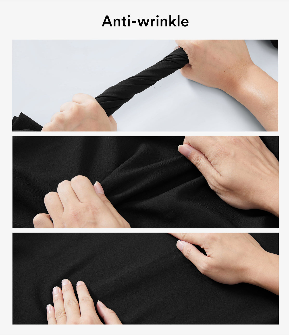 High Waisted Wide Leg Work Linen-Feel Trousers with Pockets — Black — view 3