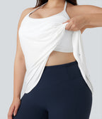 Plus Size Airy Halter Draped InstantCool Yoga Sports Top — White — view 1
