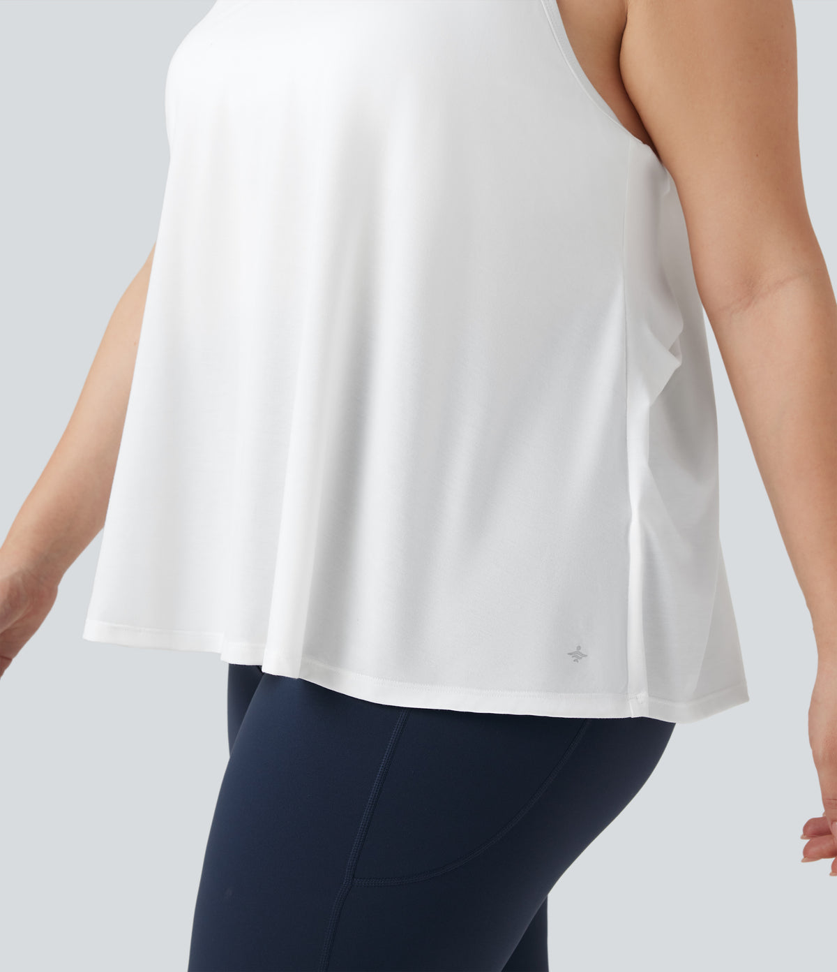 Plus Size Airy Halter Draped InstantCool Yoga Sports Top — White — view 7
