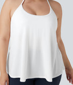 Plus Size Airy Halter Draped InstantCool Yoga Sports Top — White — view 6