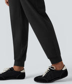 High Waisted Quick Dry Casual Heathered Warming Joggers with Pockets-UPF40+ — Coal Fade — view 5