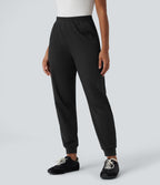 High Waisted Quick Dry Casual Heathered Warming Joggers with Pockets-UPF40+ — Coal Fade — view 3