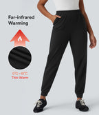 High Waisted Quick Dry Casual Heathered Warming Joggers with Pockets-UPF40+ — Coal Fade — view 1
