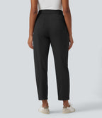 High Waisted Quick Dry Golf Trousers with Pockets-Golf Tee-UPF40+ — Black — view 3