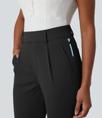 High Waisted Quick Dry Golf Trousers with Pockets-Golf Tee-UPF40+ — Black — view 6
