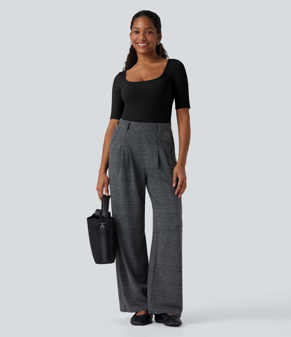 Airy Scoop Neck Short Sleeve InstantCool Work T-Shirt — Black — view 6