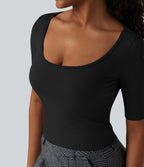 Airy Scoop Neck Short Sleeve InstantCool Work T-Shirt — Black — view 4