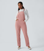 Waffle Casual Dungarees with Pockets — Rose Tan — view 1