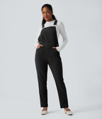 Waffle Casual Dungarees with Pockets — Black — view 6
