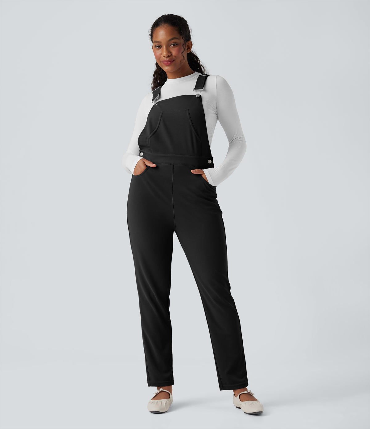 Waffle Casual Dungarees with Pockets — Black — view 6