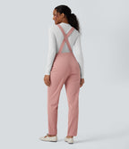 Waffle Casual Dungarees with Pockets — Rose Tan — view 2
