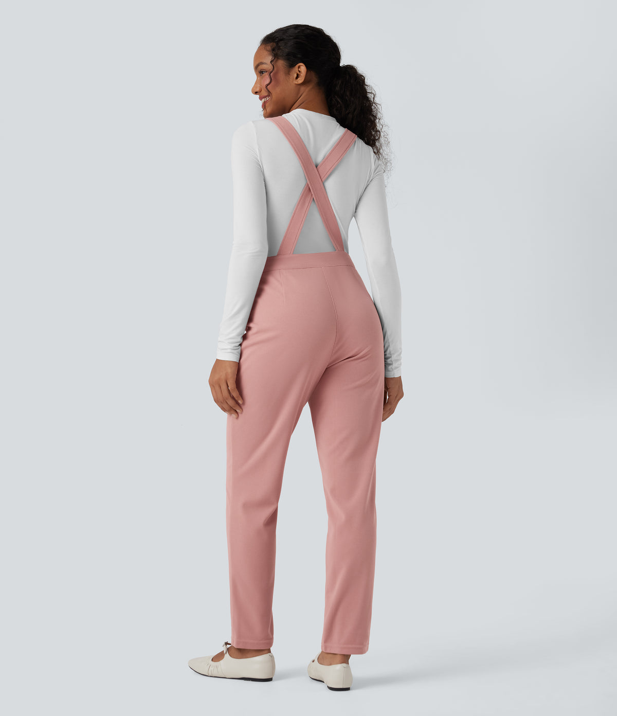 Waffle Casual Dungarees with Pockets — Rose Tan — view 2