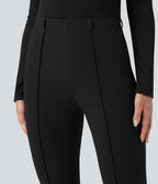 Mid Rise Tummy Control Work Bootcut Trousers — Black — view 4