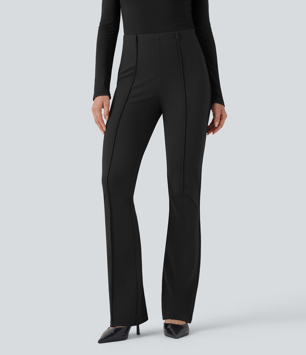 Mid Rise Tummy Control Work Bootcut Trousers — Black — view 1