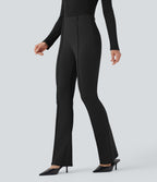 Mid Rise Tummy Control Work Bootcut Trousers — Black — view 3