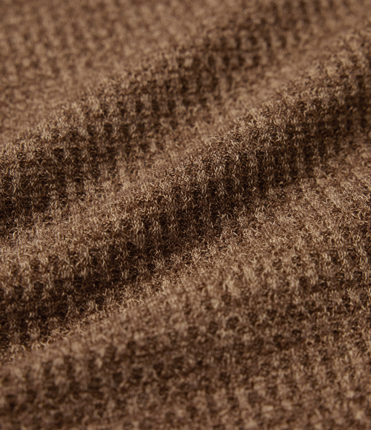 Long Sleeve Curved Hem Knit Waffle Casual Jacket with Pockets — Toffee — view 6