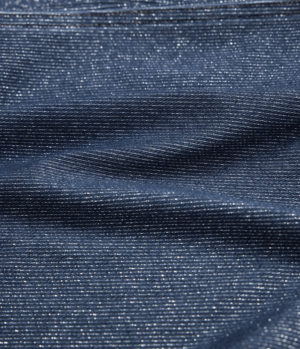Low Rise Drawstring Wide Leg Silver Shine Casual Sweatpants Jeans with Pockets — Tide Blue Denim — view 8