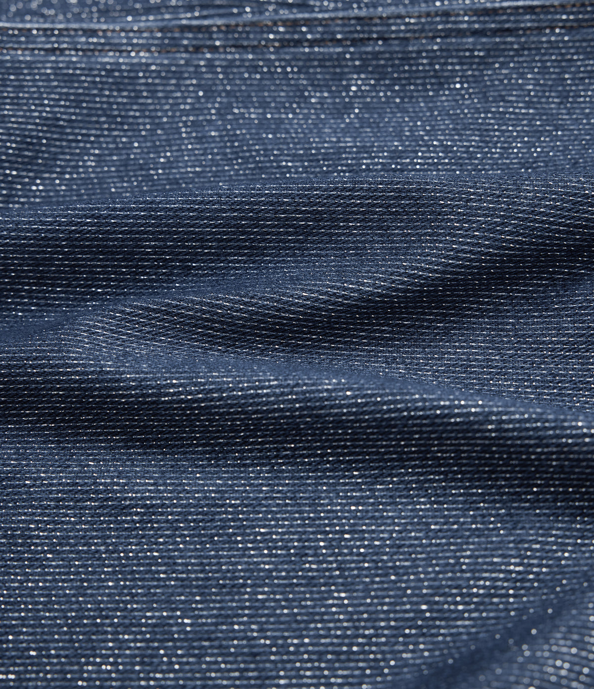 Low Rise Drawstring Wide Leg Silver Shine Casual Sweatpants Jeans with Pockets — Tide Blue Denim — view 8