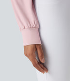 Round Neck Long Sleeve Yoga Sports Top — Pale Lilac — view 6