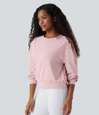 Round Neck Long Sleeve Yoga Sports Top — Pale Lilac — view 3