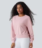 Round Neck Long Sleeve Yoga Sports Top — Pale Lilac — view 7