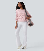 Round Neck Long Sleeve Yoga Sports Top — Pale Lilac — view 8