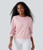 Round Neck Long Sleeve Yoga Sports Top — Pale Lilac — view 1