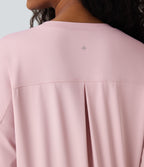Round Neck Long Sleeve Yoga Sports Top — Pale Lilac — view 5