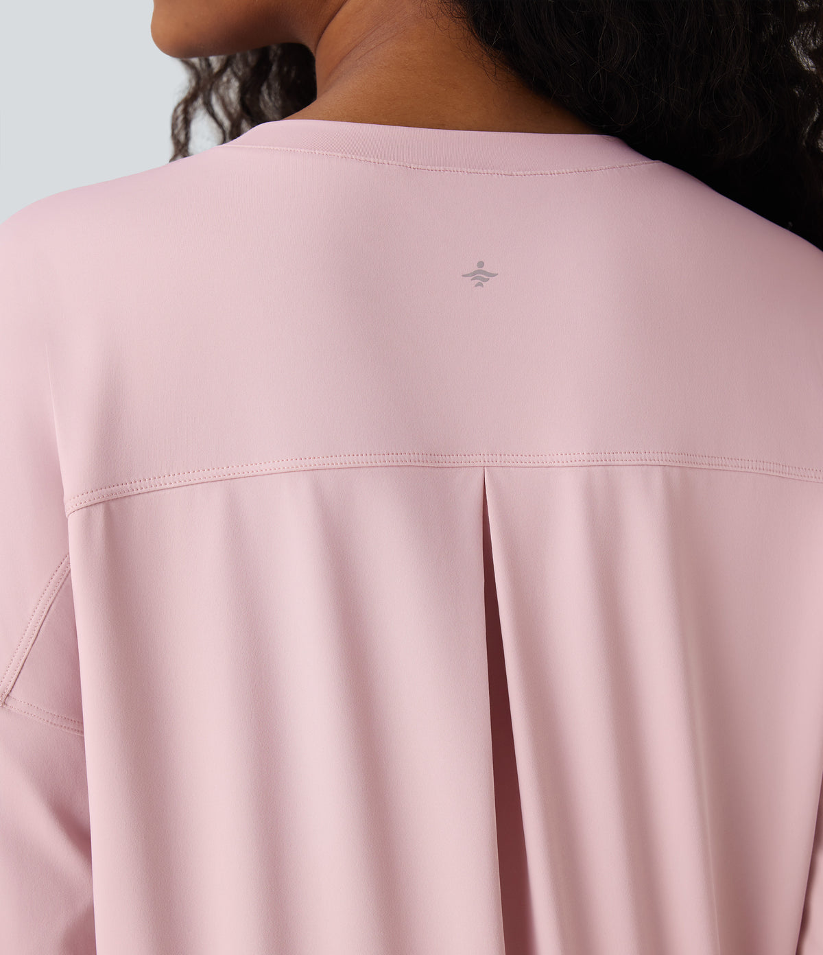 Round Neck Long Sleeve Yoga Sports Top — Pale Lilac — view 5