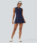 Plush V-neck Sleeveless 2-piece Mini Golf Active Dress with Pockets — Peacoat — view 7