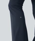 High Waisted Tummy Control Butt Lifting Scrunch Shaping Yoga Bootcut Leggings with Pockets — Carbon — view 6