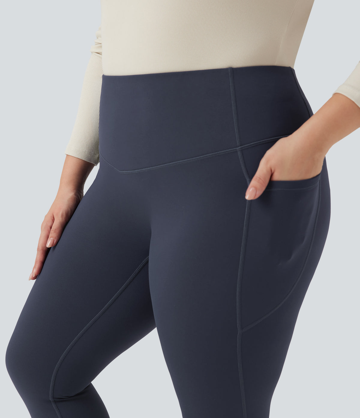Plush Thermal High Waisted Tummy Control Training Plus Size Legging with Pockets — Overture — view 4