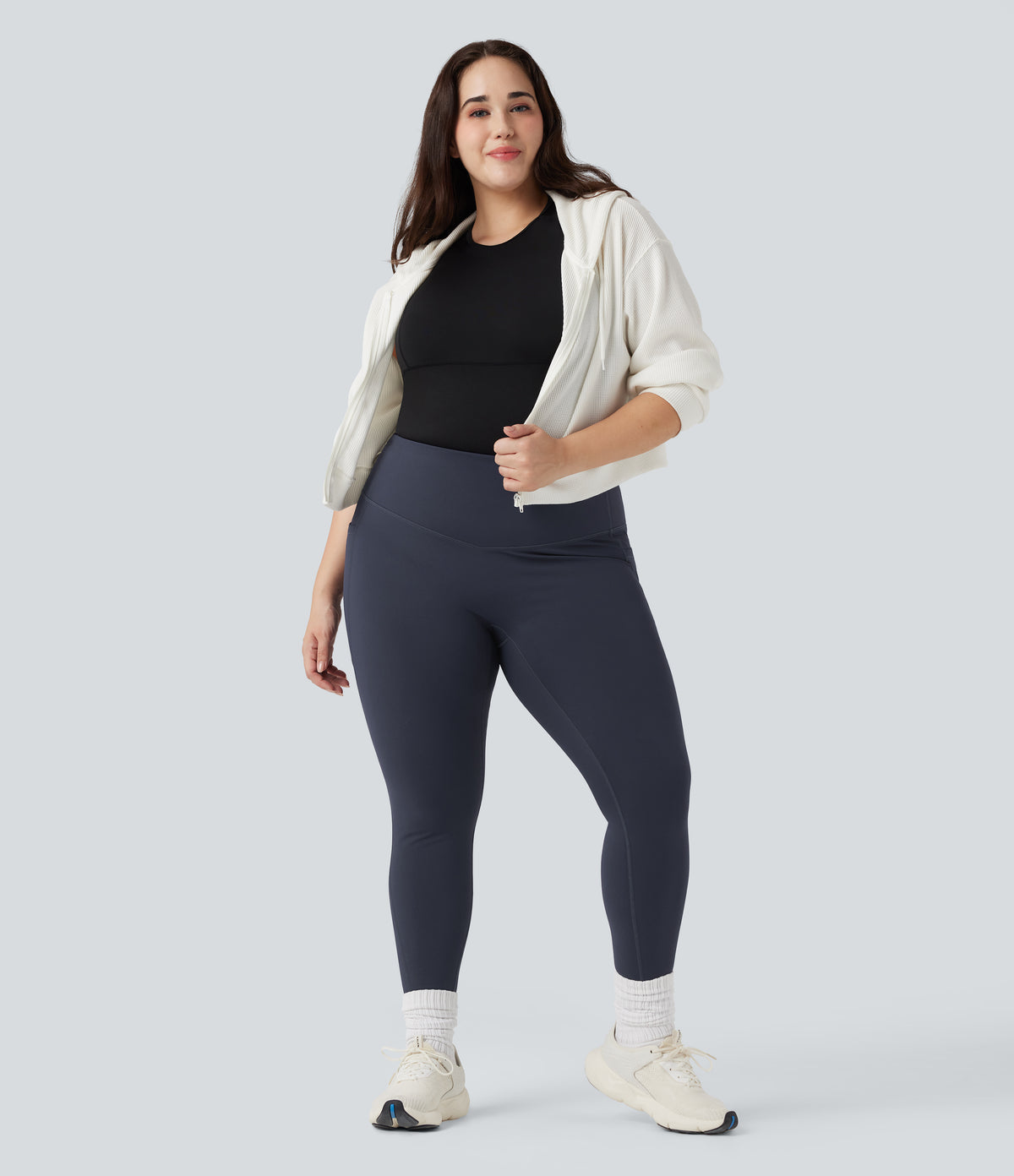 Plush Thermal High Waisted Tummy Control Training Plus Size Legging with Pockets — Overture — view 6