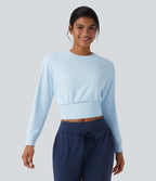 OneForm Seamless Flow Round Neck Long Sleeve Workout Sports Top — Clear Water Blue — view 1