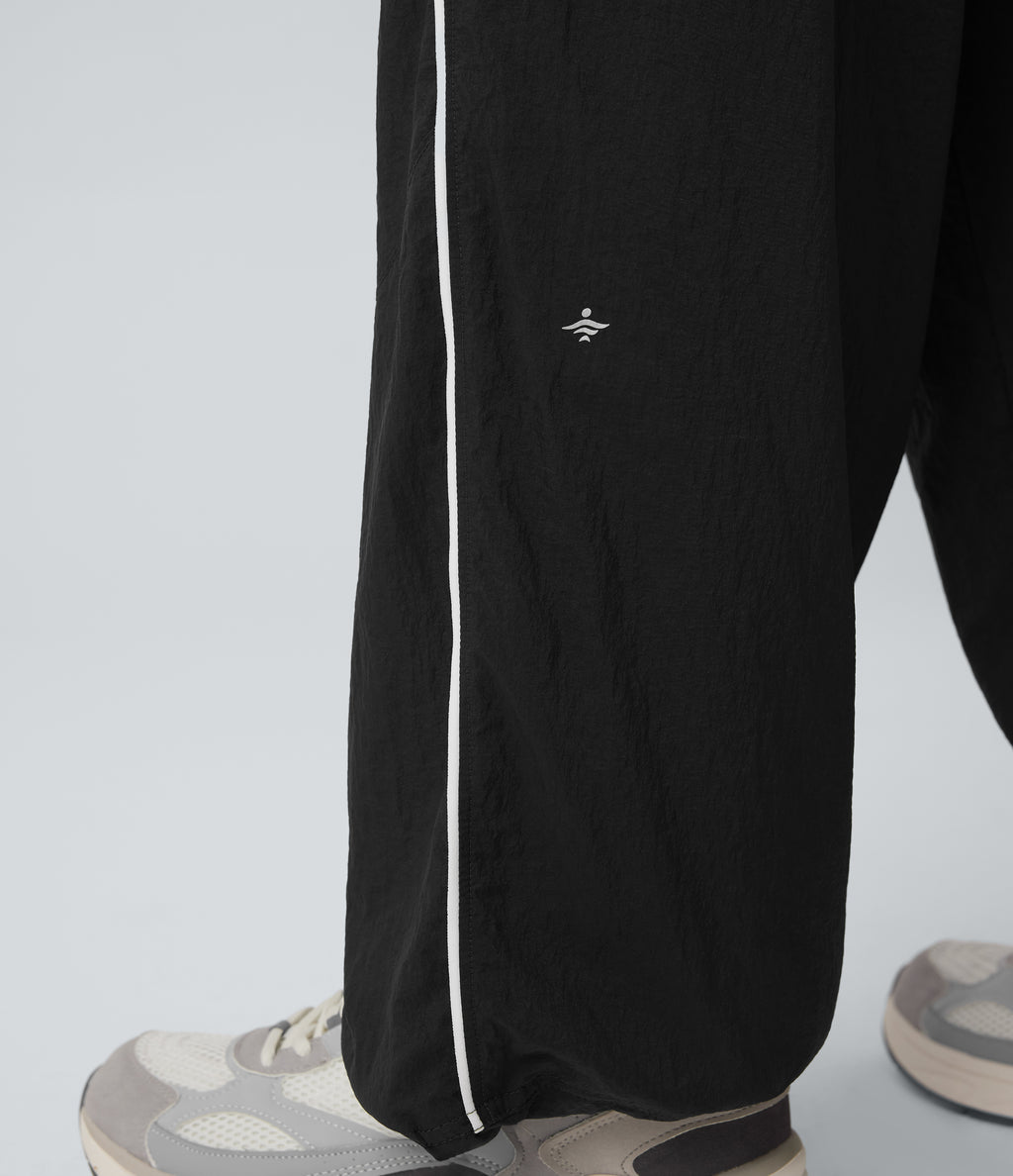 Lightweight Durable Water Repellent Low Rise Drawstring Color Block Cinchable Hem Running Joggers with Pockets — Black — view 6