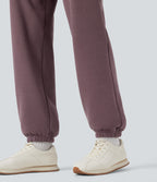 High Waisted Inside Drawstring Fleece Casual Joggers with Pockets — Flint — view 6