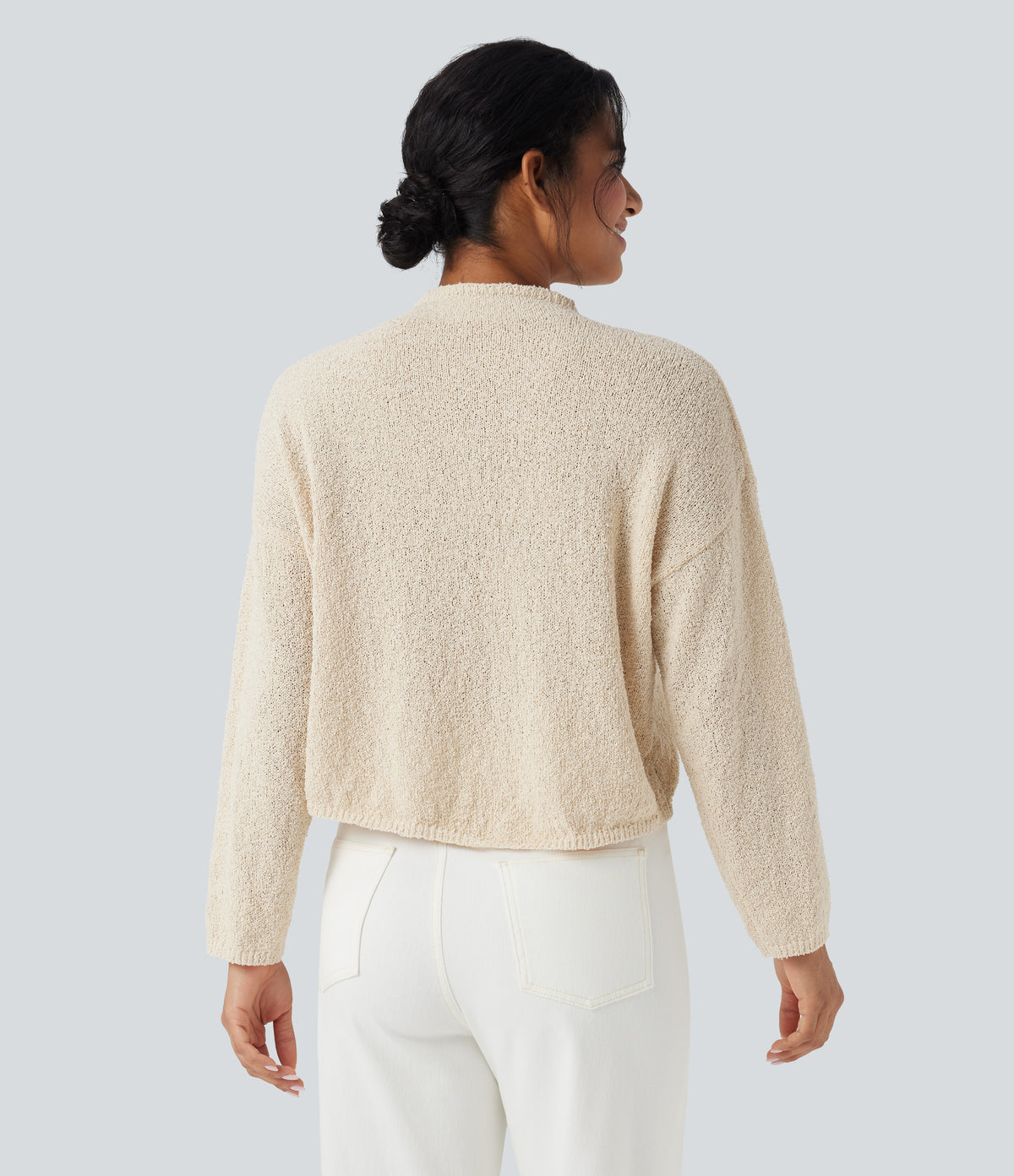 Mock-neck Long Sleeve Casual Jumper — Arctic Wolf — view 2