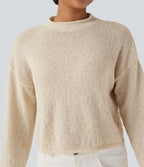 Mock-neck Long Sleeve Casual Jumper — Arctic Wolf — view 4
